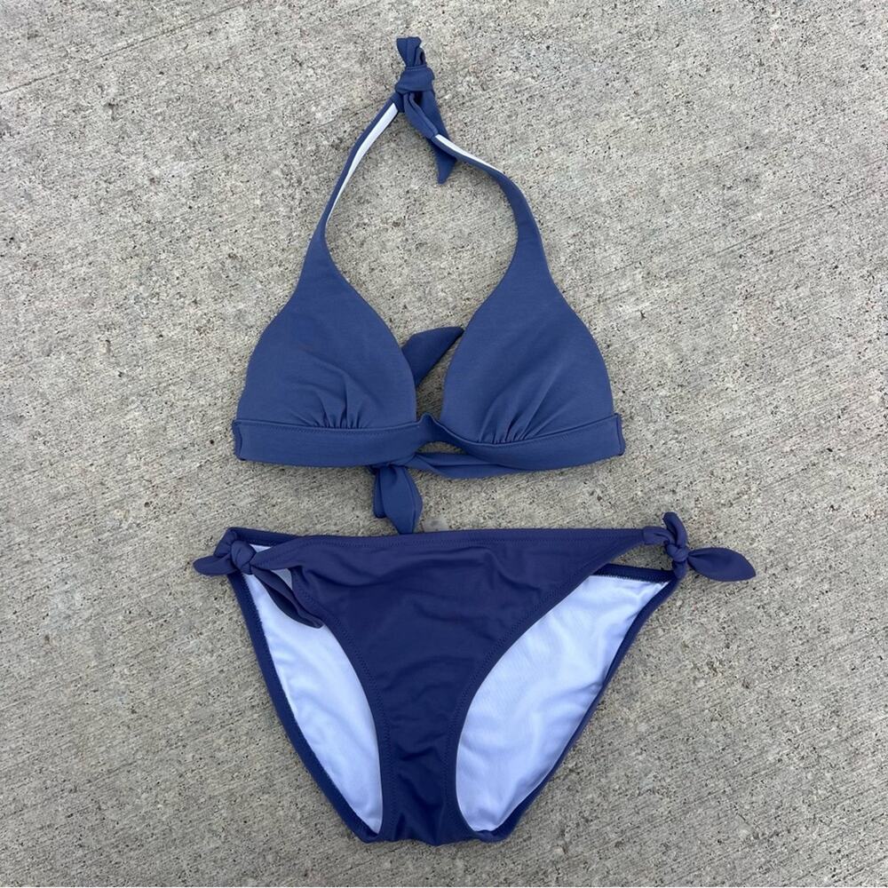 Victoria’s Secret Halter Tie Push Up Dusty Navy Blue Bikini S/M